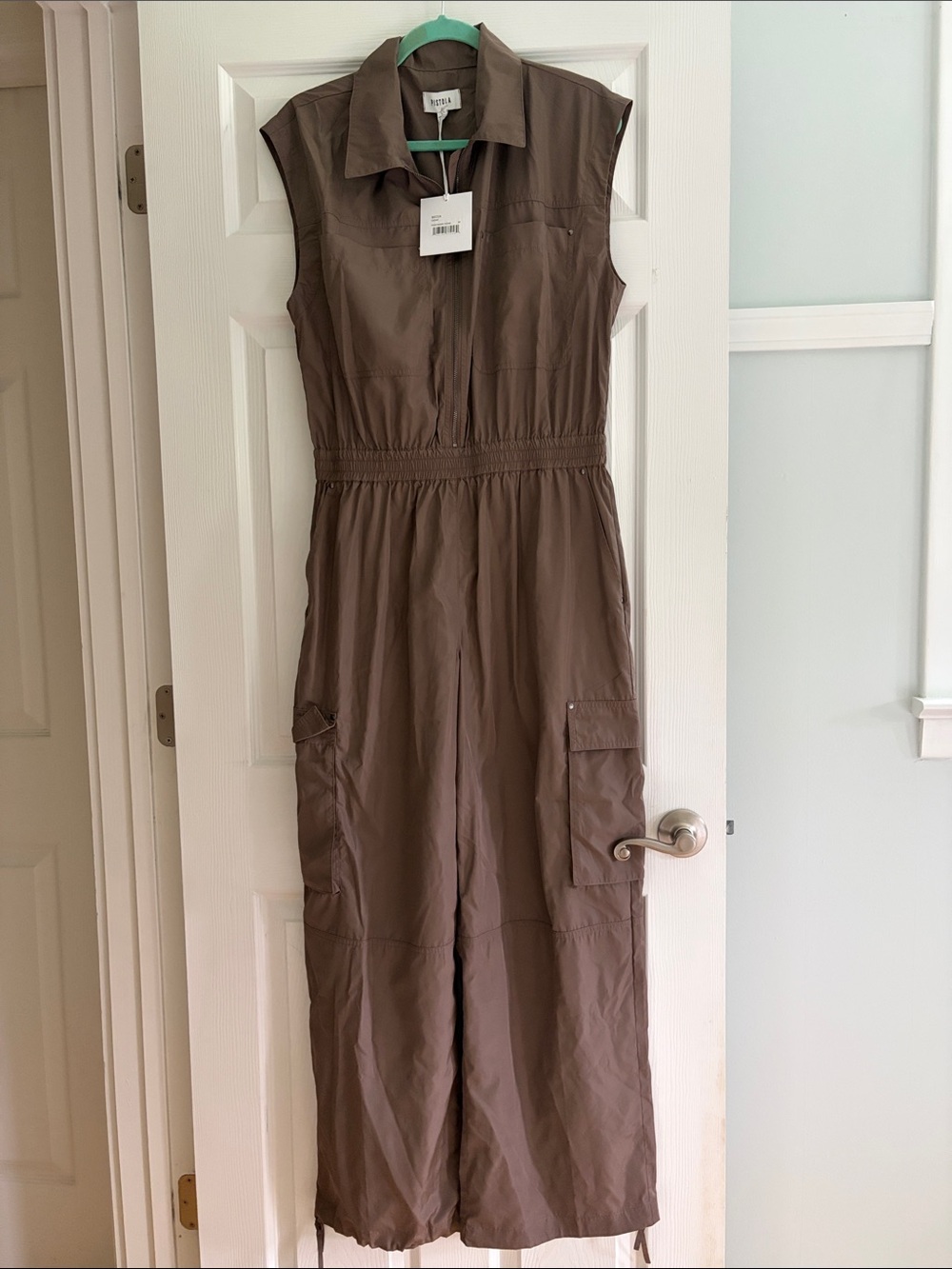 pistola Brown Sleeveless Utility Jumpsuit